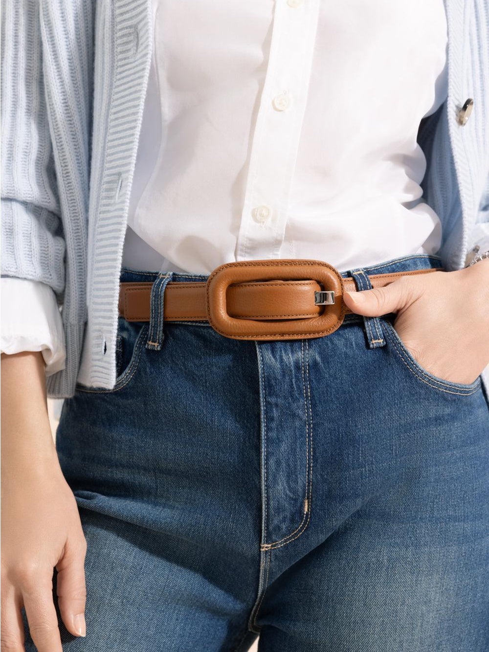 Veronica Beard x Gavazzeni Lavanda Leather Belt in Tan 85 Small NEW